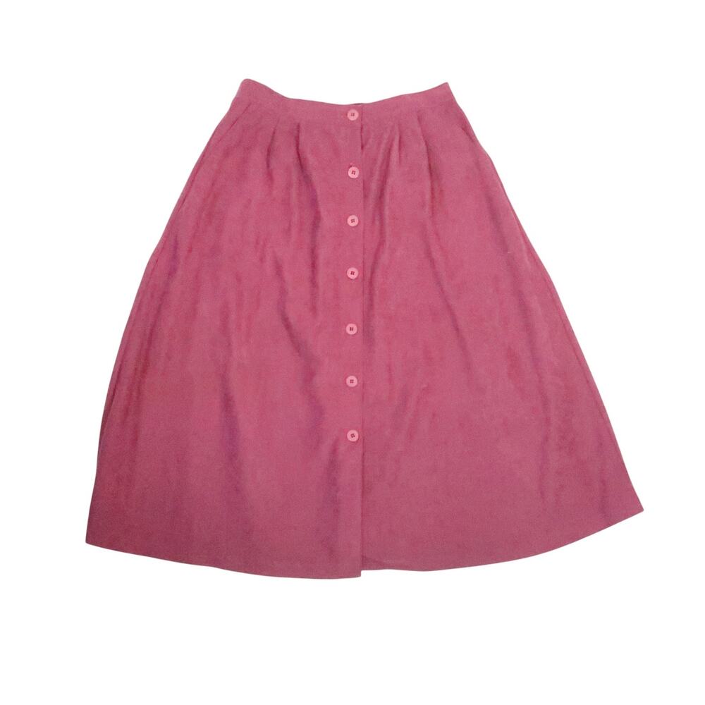 Vintage 80s Bedford Fair Mauve Purple Faux Suede A-Line Midi Skirt